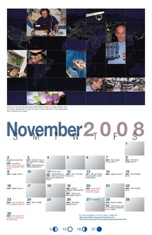 A NASA calendar celebrating the International Space Station. It notes anniversaries from the history of spaceflight and includes photographs from the ISS 2008 ISS Calendar.pdf