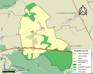 Carte en couleurs présentant l'occupation des sols.