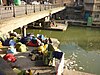 tents underneath a bridge