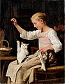 Image 3Girl playing with cat by Albert Anker