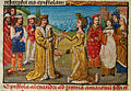 Folio 66v.: Alexander’s meeting with Talistris, Queen of the Amazons.