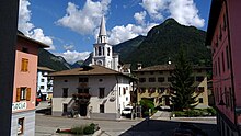 Campanile, Casa Grande e Municipio dal Museo di Ampezzo