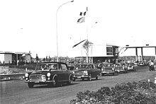 The President of Italy Antonio Segni inaugurated the Autostrada del Sole ("Sun Motorway"; now called Autostrada A1), on 4 October 1964, aboard the presidential Lancia Flaminia. AutoSole4X1964Segni335WP.JPG