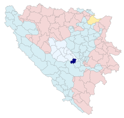 Location of Kreševo in Bosnia and Herzegovina