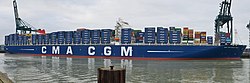 Konttialus CMA CGM Marco Polo Hampurin satamassa 12. joulukuuta 2012.
