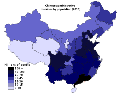 Bản đồ quy mô dân số Trung Quốc theo tỉnh thành