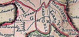 Kartli (Cardueli) en el siglo XVIII. Detalle del mapa de Jean Clouet, 1767