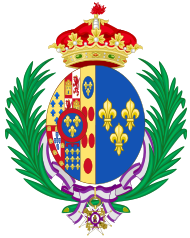 Vương huy của Louise của Orléans với tư cách là Infanta Tây Ban Nha (thông qua hôn nhân)