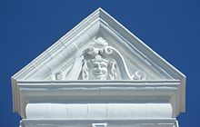 This gable at the former Belgrave Hotel on Brighton seafront has ornate mouldings. Decorative Gable at the former Belgrave Hotel, bottom of West Street, Brighton.JPG
