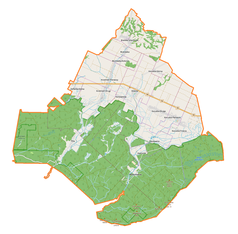 Mapa konturowa gminy Dzwola, w centrum znajduje się punkt z opisem „Dzwola”