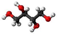 Ball-and-stick model of the erythritol molecule