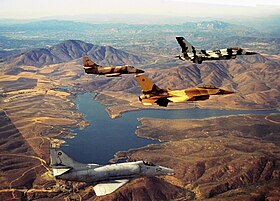 F-16N A-4F NFWS over Lower Otay Reservoir 1991.JPEG
