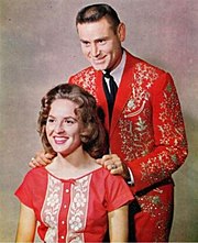 Montgomery first became a commercial success as George Jones's duet partner. In the 1960s, they recorded a series of duets such as "We Must Have Been Out of Our Minds". George Jones and Melba Montgomery--1960s.jpg