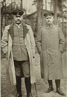 Field Marshal Hindenburg and Gen. Ludendorff in 1917. Their partnership formed the core of a dictatorship that dominated Germany for the rest of the war. Hindenburg and ludendorff.jpg