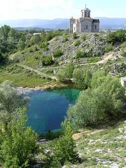 Cetina, srpska pravoslavna crkva "Vaznesenje Gospodnje" i izvor rijeke Cetine