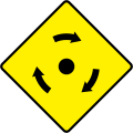 W 044 Mini Roundabout Ahead