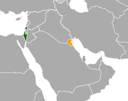Map indicating locations of Israel and Kuwait