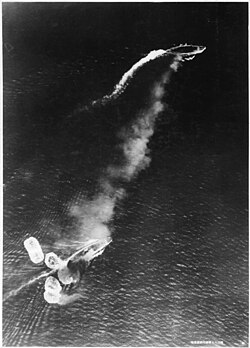 Japanese high-level bombing attack on HMS Prince of Wales and HMS Repulse on 10 December 1941 (NH 60566).jpg