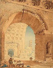 Utsyn i Roma, akvarell av John Goldicutt, 1820