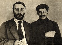 Joseph Stalin and Suren Spandarjan, 1915.jpg