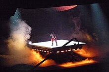 West performing at the United Center in Chicago on the album's supporting tour. Kanye West Chicago Tour 2008.jpg