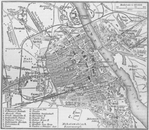 German 1888 map of Warsaw