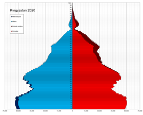 Pyramide des âges du Kirghizistan en 2020