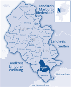 Poziția Schöffengrund pe harta districtului Lahn-Dill-Kreis