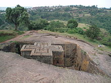 The Lalibela churches carved by the Zagwe dynasty in the 12th century Lalibela Eglise Bet Giyorgis.JPG