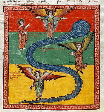 Fol. 172v; el profeta Daniel y tres ángeles