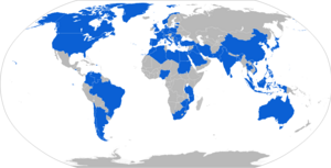 An example of global licensing agreements: countries which have purchased foreign licenses to manufacture arms and ammunition are depicted in blue. Licensed production of arms1.png