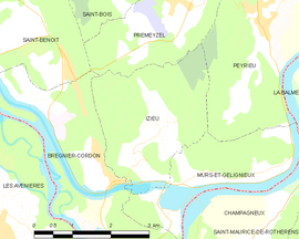 Mapa obce Izieu