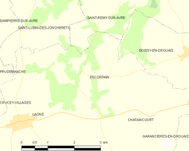 Mapa obce Escorpain