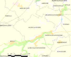 Mapa obce Aulnay-la-Rivière