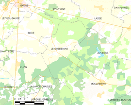 Mapa obce Le Guédeniau