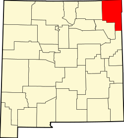 Zemljovid Novog Meksika s označenim okrugom Unionom.