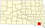 Карта штата с изображением округа Янктон