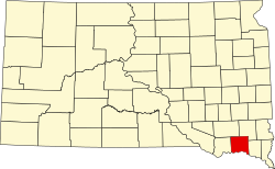 map of South Dakota highlighting Yankton County