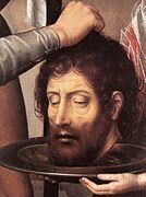 Detail, left panel, John the Baptist's head on a platter