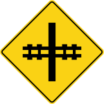 WC-4 Railway level crossing ahead