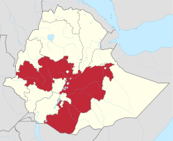 Map of Ethiopia showing Oromia Region