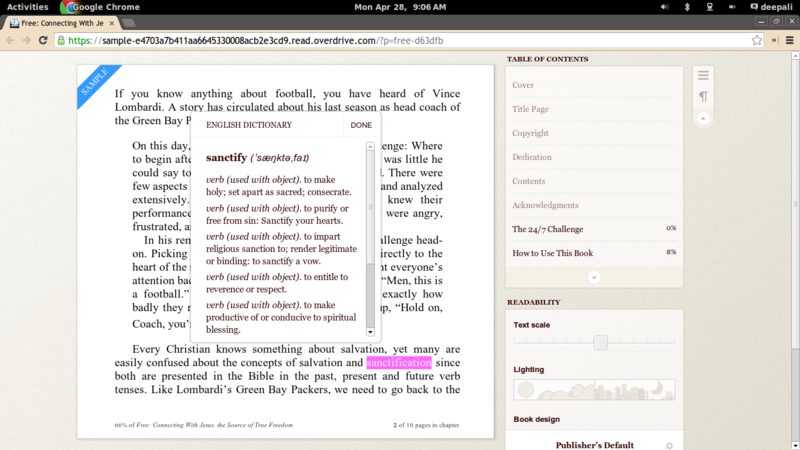 overdrive.com ebook Reader Dictionary feature