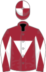Maroon, white inverted triangle, diabolo on sleeves, quartered cap