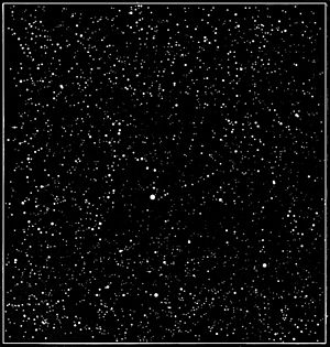 The night sky seen through a telescope