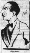 Pierre Bonny caricaturé dans Le Petit Parisien en octobre 1935, lors du procès Volberg, où il est condamné pour corruption.