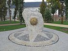 Geographic centre of Europe boulder in the park