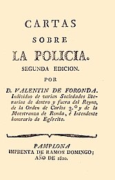 Cartas sobre la policía. Es el libro más voluminoso impreso por Ramón Domingo (1820)