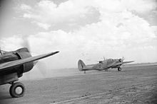 RAF Martin Baltimores taking off from Ben Gardane to bomb the Mareth Line Royal Air Force Operations in the Middle East and North Africa, 1939-1943. CM4908.jpg