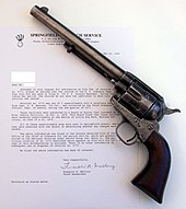 Colt Single Action Army, serial No. 5773, issued to 7th Cavalry during the Indian War period SAA 5773 oN.JPG