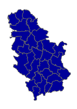 Serbian parliamentary election (2016) by majority of popular vote in each district.svg